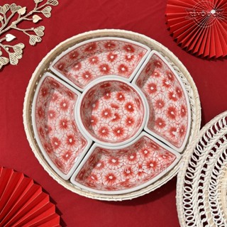  Khay Sứ Mây Tre Đan Bát Tràng – Khay Đựng Mứt Bánh Kẹo Tết Nhiều Mẫu 