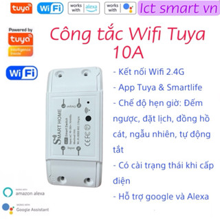 (Giao ngay) Công tắc wifi thông minh Tuya 10A/ 16A tương thích với Google Home và Amazon Alexa