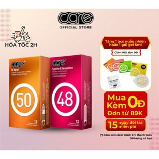 Combo Bao Cao Su Gai Li Ti CARE 48 và BCS Gai Gân CARE 50 Kéo Dài Thời Gian Nhiều Gel Bôi Trơn