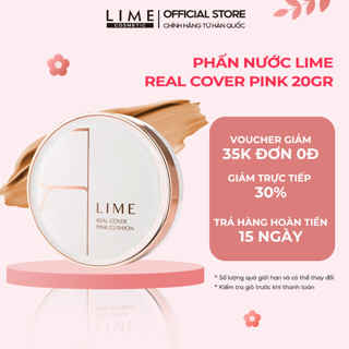 Phấn Nước Kiềm Dầu 20gr LIME Trắng Real Cover Pink Cushion Chống Nắng SPF50+ PA+++ Che Phủ Tốt _ Cushion cho da dầu mụn