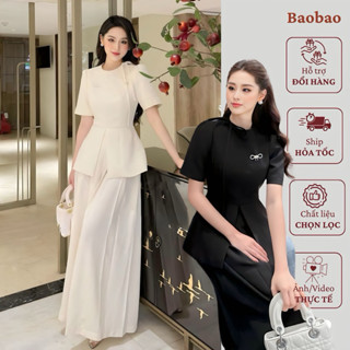 Set bộ nữ công sở thanh lịch, set áo công sở và quần ống rộng đi làm, đi tiệc sang trọng B161
