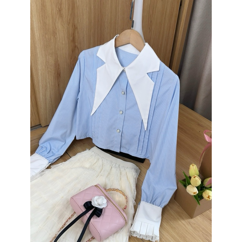 áo sơ mi kiểu cổ sen vàng 0002