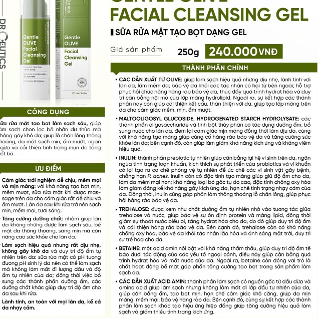 Ảnh 5 của Sữa rửa mặt Drceutics GENTLE OLIVE CLEANSING FOAM làm sạch sâu mà dịu nhẹ cho mọi loại da