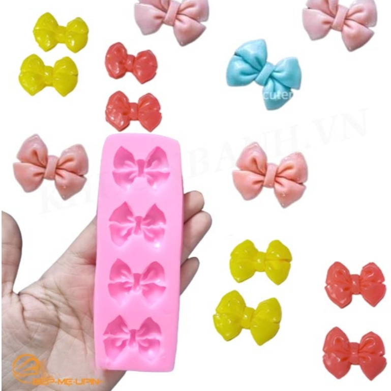 Khuôn silicon vỉ 4 nơ bằng nhau làm bánh trôi xôi đậu rau câu