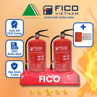 Combo 2 bình chữa cháy, bình cứu hoả bột ABC 4kg F FICO VIETNAM và Kệ đôi để bình chữa cháy
