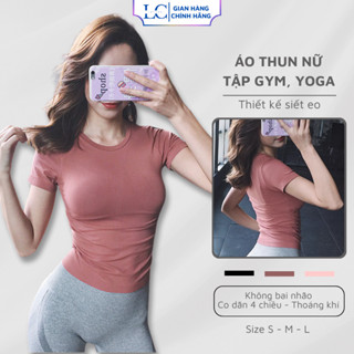 Áo Tập Gym Yoga Nữ LACORA Vải Cao Cấp Thông Thoáng Co Dãn 4 Chiều Thấm Hút Mồ Hôi- AOCOC01