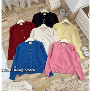 Áo Cadigan Cổ Tròn Khuy Dọc,Chất Len Lông Thỏ Mềm,Dáng Basic,Hàng QC Nhiều Màu Nữ