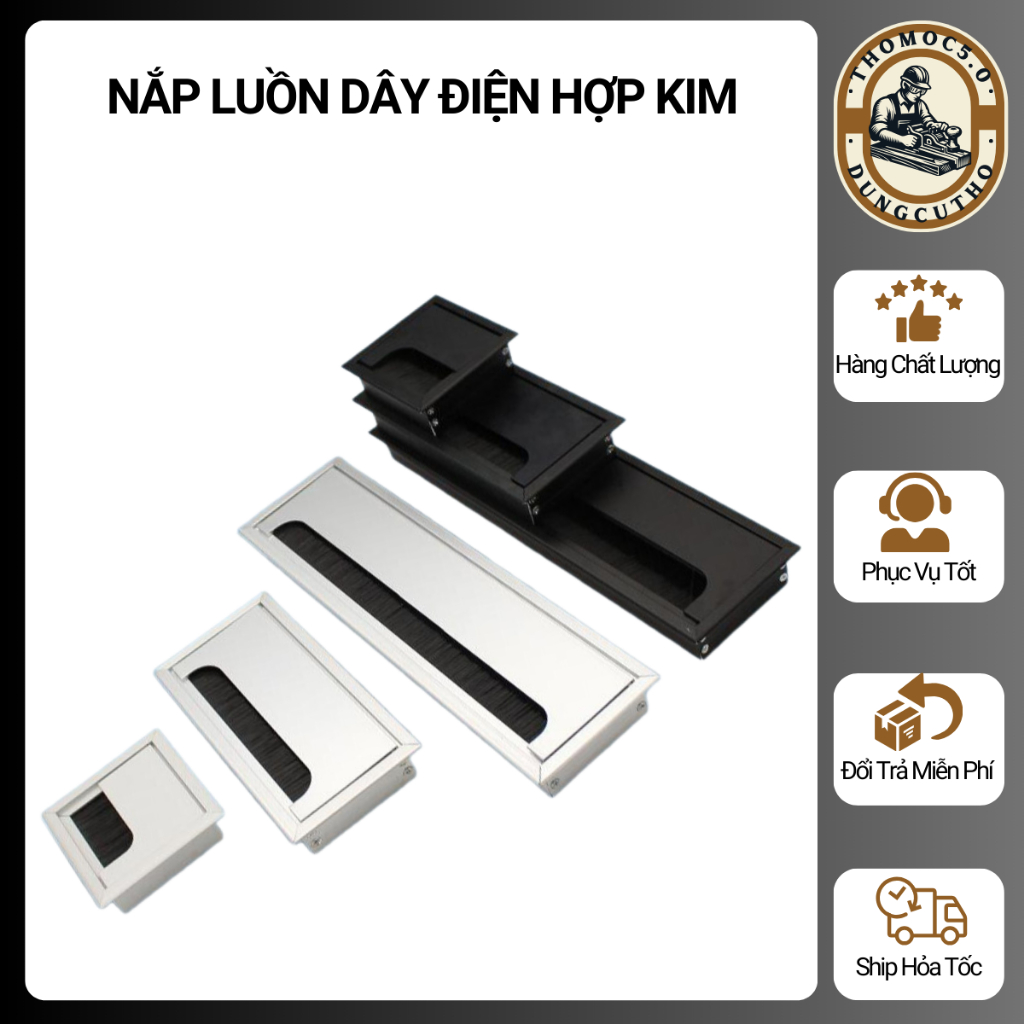 Nắp Luồn Dây Điện, Nắp Chụp Dây Điện Hợp Kim Nhôm - Gọn Gàng, Thẩm Mĩ Cho Bàn Làm Việc, Bàn Học