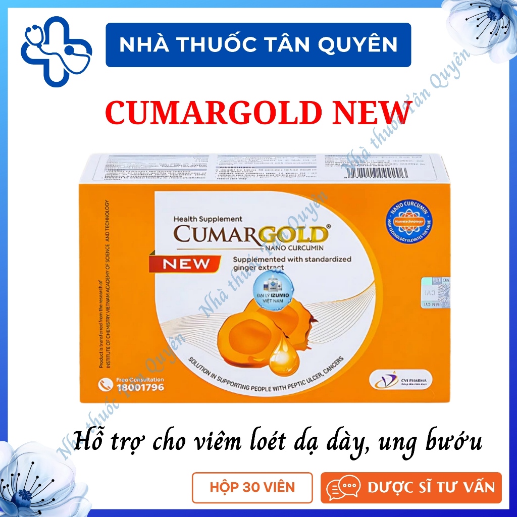 [CHÍNH HÃNG] CumarGold New Nano Curcumin - hỗ trợ giảm viêm loét dạ dày, tá tràng (Hộp 30 viên)