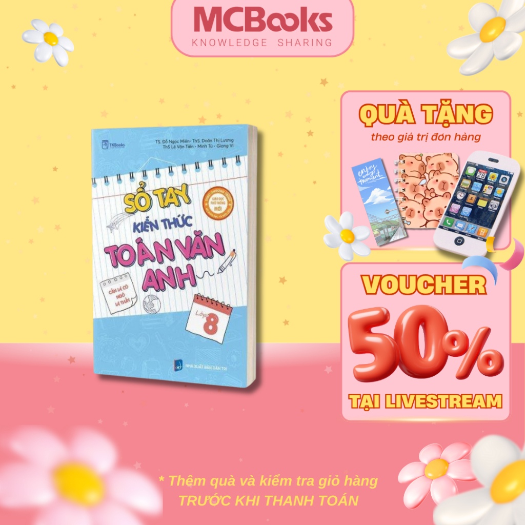 Sách - Sổ tay kiến thức Toán - Văn - Anh lớp 8 - MCBooks Chính Hãng