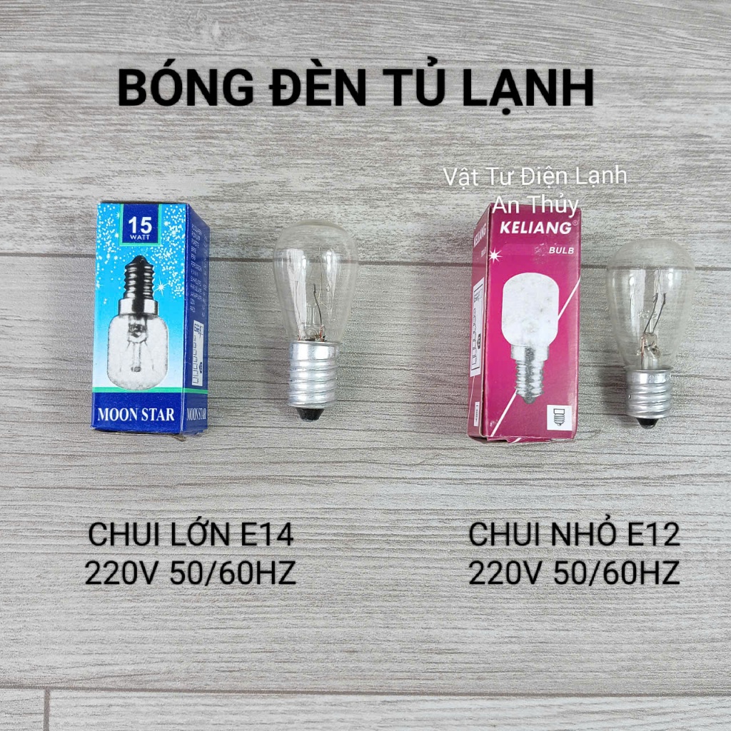 Bóng đèn tủ lạnh 15W đuôi xoáy chuôi E12 &  E14 220V