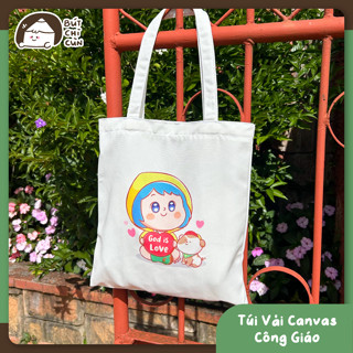 Quà tặng Công giáo - Túi vải Công giáo - Hình chibi Chúa Giêsu, Đức Mẹ, Luce thiết kế độc quyền bởi Bút chì cùn