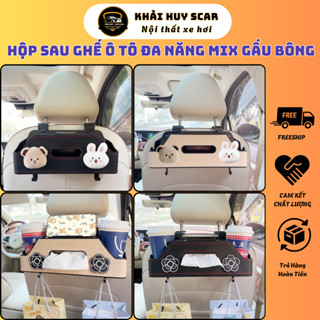 Hộp Để Đồ Sau Ghế Ô Tô Icon Dễ Thương - Chất Liệu Da Cao Cấp Đựng Đồ Sau Ghế Ô Tô Phong Cách Châu Âu