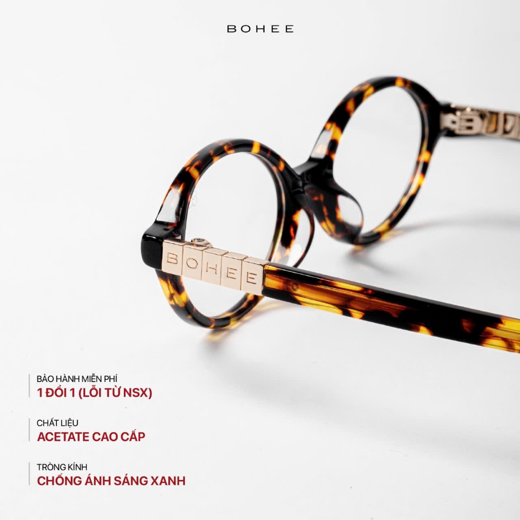 [ EYES by BOHEE ] - Kính mắt thời trang kiểu dáng oval họa tiết đồi mồi tích hợp kính chống ánh sáng