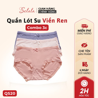 [MUA 2 GIẢM 10K] COMBO 3 Quần Lót Su Selala 3 Màu Phối Nơ Viền Ren Siêu Xinh QS20