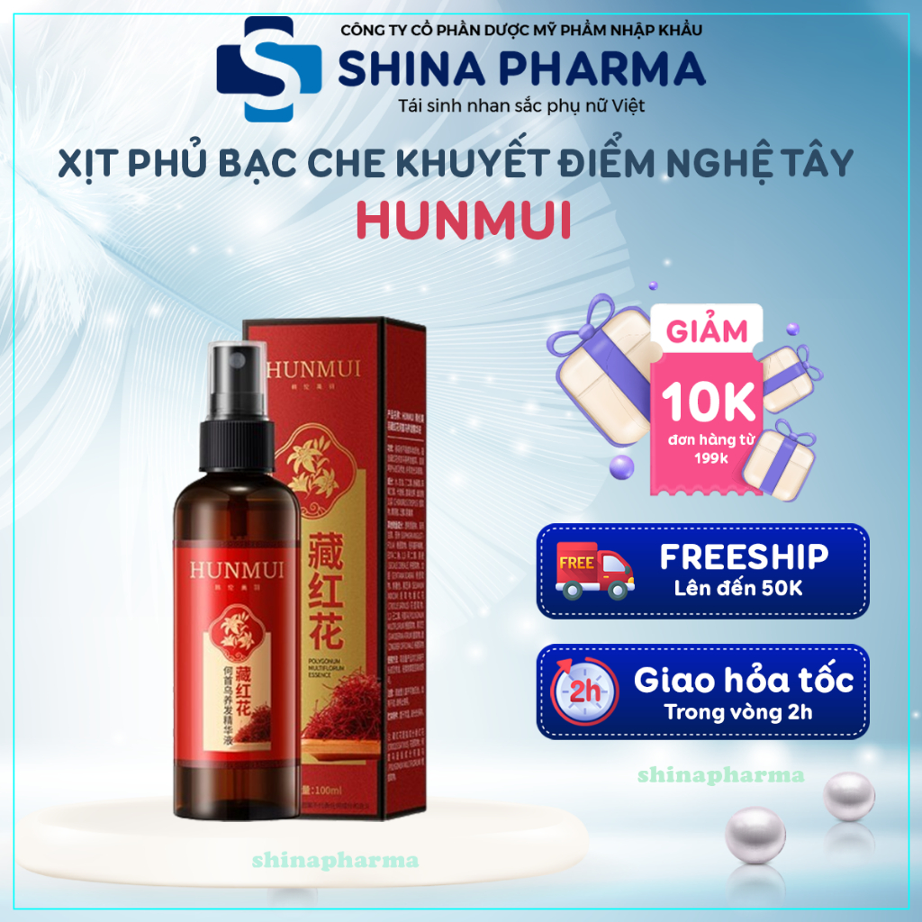 Xịt Dưỡng Đen Tóc Nghệ Tây Phủ Bạc HUNMUI - Xịt Đen Tóc Phủ Bạc HUNMUI Kích Đen Tóc, Xử Lý Tóc Bạc Hiệu Quả Tại Nhà