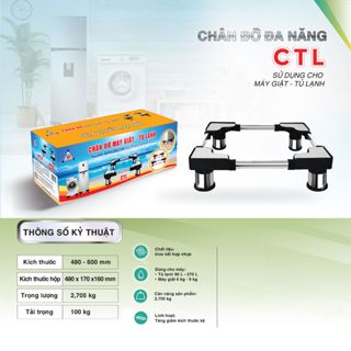  Chân đỡ đa năng tủ lạnh - máy giặt CTL ,CTL57 inox cao điều chỉnh kích thước từ 48cm - 77cm 