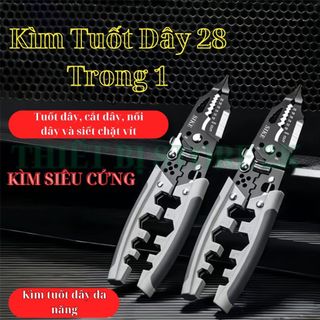 Kìm tuốt dây điện đa năng powex thế hệ mới 28 trong 1 kìm cắt kèm bấm cos dây tách vỏ xoắn dây bằng thép mangan không gỉ