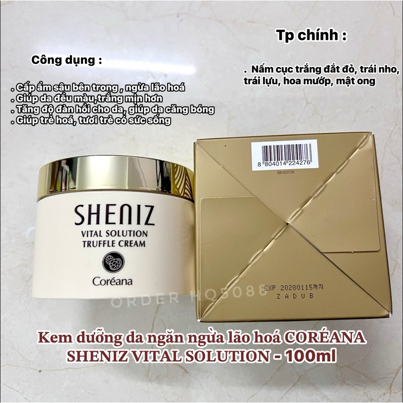 Kem dưỡng da ngăn ngừa lão hoá CORÉANA SHENIZ VITAL SOLUTION -100ml