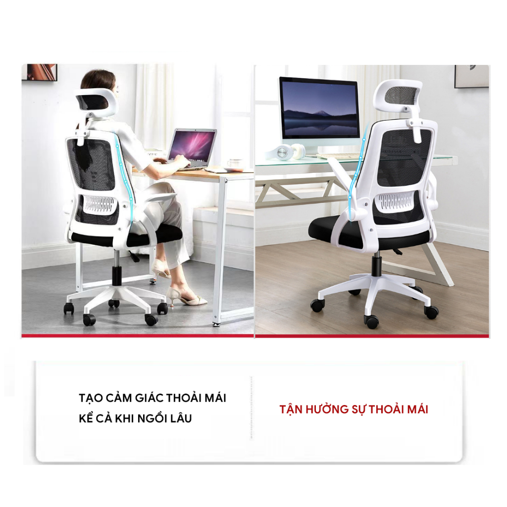 CÓ HỎA TỐC Ghế văn phòng công thái học chân xoay có tựa đầu thoải mái dễ chịu kiểu dáng mới 2025 | BigBuy360 - bigbuy360.vn