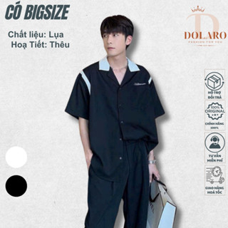 Áo sơ mi nam nữ cổ vest DOLARO chất lụa mềm mịn, thoáng mát, sơ mi phối màu unisex dáng rộng phong cách 2025