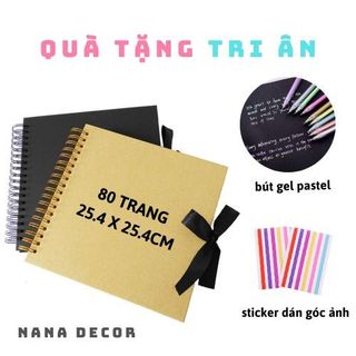  Sổ Scrapbook Album Dán Ảnh Handmade Size Lớn Vuông 80 Trang 