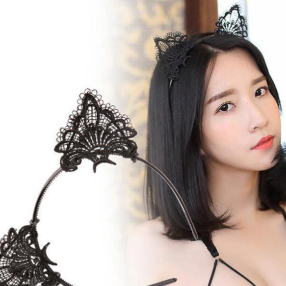 Hot!! Băng đô Tai mèo ren cài tóc