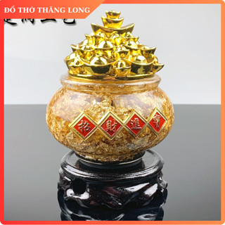 Hũ Tiền Vàng nước Vàng lá 24K thu hút tài lộc, cân bằng phong thủy, Đặt Bàn Thờ Thần Tài, Tặng Tân Gia