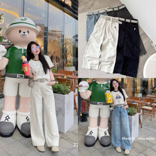 quần jean thêu ngựa logo 229 dáng nấm kèm đai dài 94cm hàng Qc