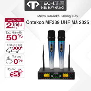 Bộ micro karaoke không dây ONTEKCO MF339 UHF chính hãng dùng cho loa kéo, amply, hát karaoke gia đình