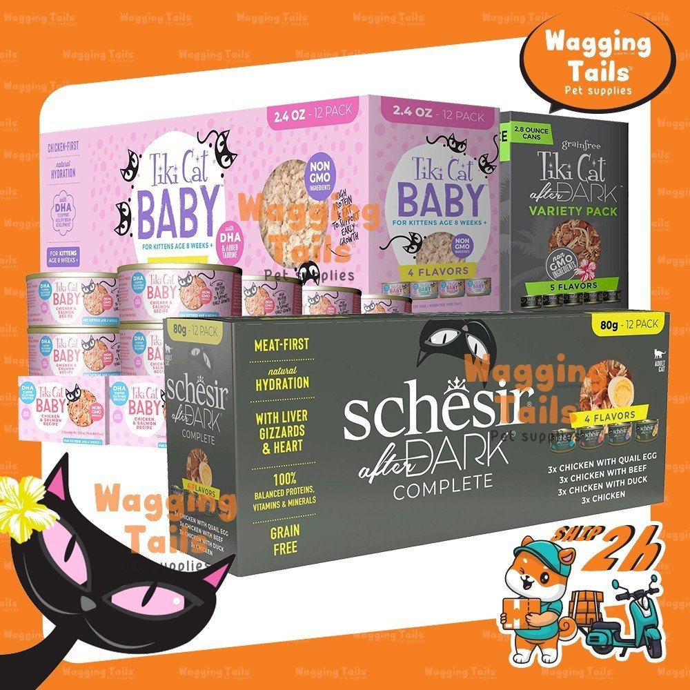 Pate Tiki Cat Schesir After Dark & Baby Cat In Broth & Pate Cho Mèo Mọi Lứa Tuổi