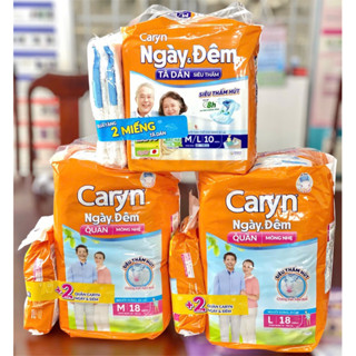 [Cộng + Miếng] Tã/Bỉm Dán/Quần người lớn siêu thấm Caryn Ngày và Đêm ML10+1/ ML18+2 /M18+2 /L18+2 /L10+2 /M10+2 miếng