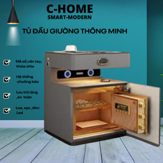 Kệ Tủ đầu giường thông minh hiện đại Tab đầu giường đa năng có loa bluetooth.sạc không dây,cổng USB,kèm két sắt vân tay.