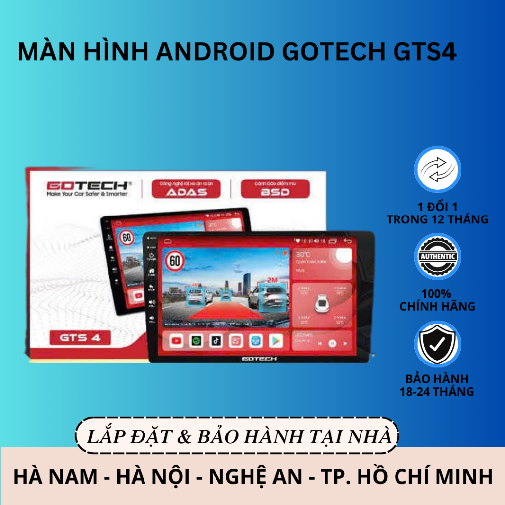 Màn Hình Android GOTECH GTS4 | Cảnh Báo Điểm Mù ADAS BSD