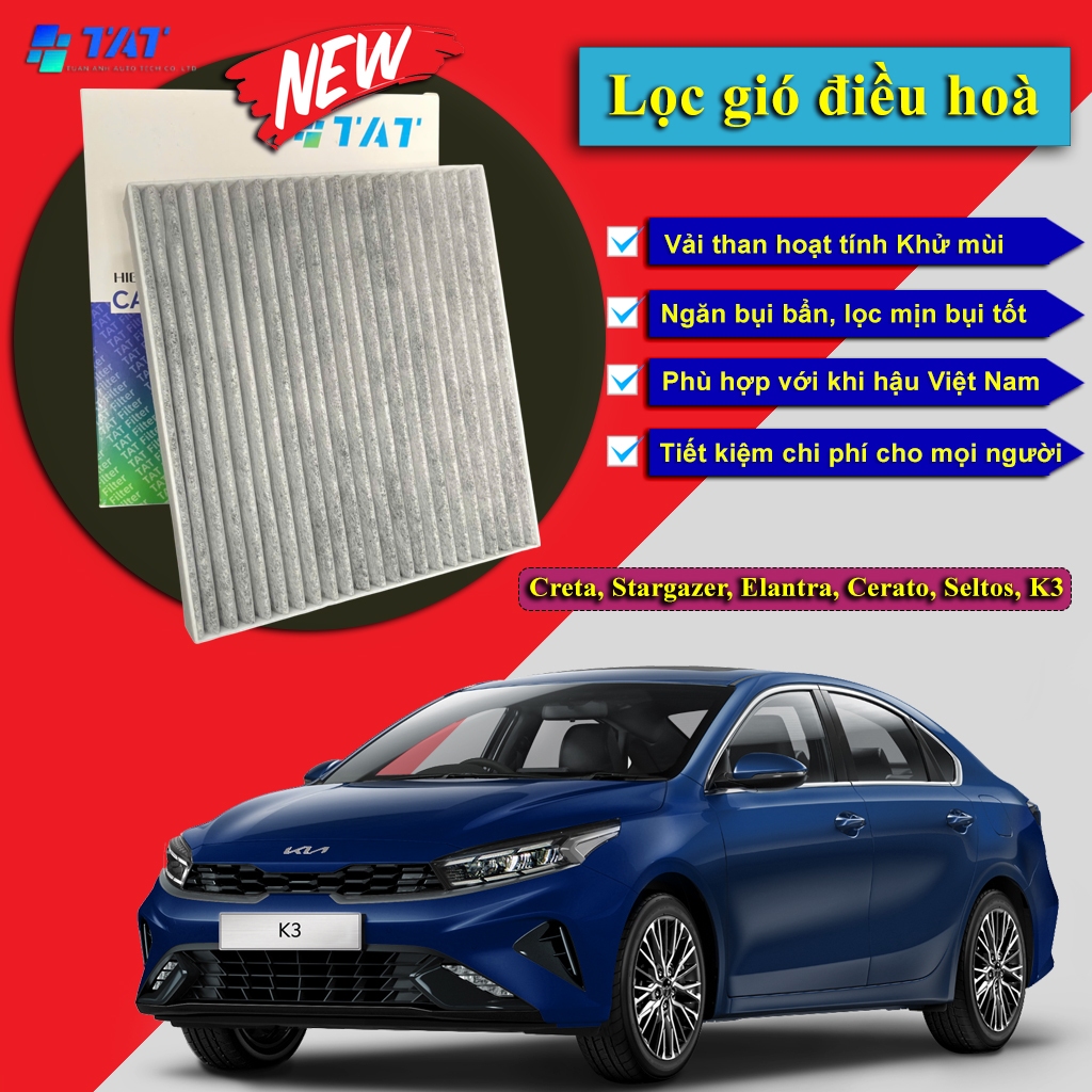 Lọc gió điều hòa Hyundai Creta, Stargazer, Elantra, Kia Cerato, Seltos, K3 Mã: 97133F2000