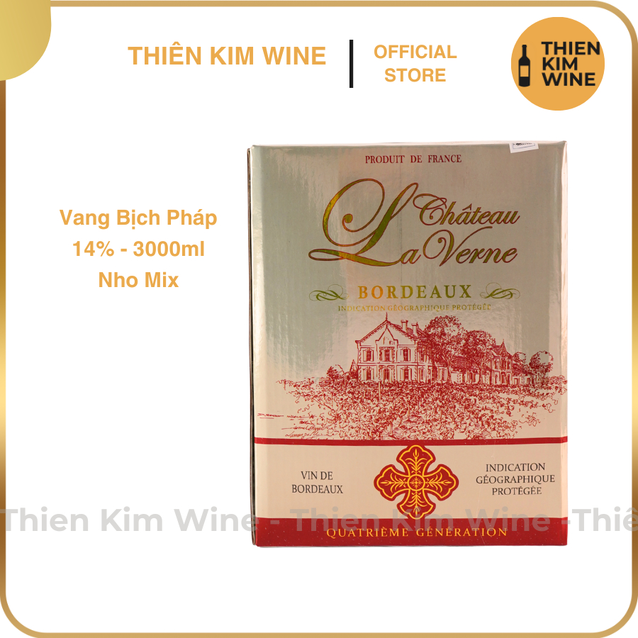 [Chính Hãng] - (Bịch 3 lít) Rượu Vang Đỏ Pháp Chateau La Verne (Merlot, Cabernet sauvignon, Cabernet