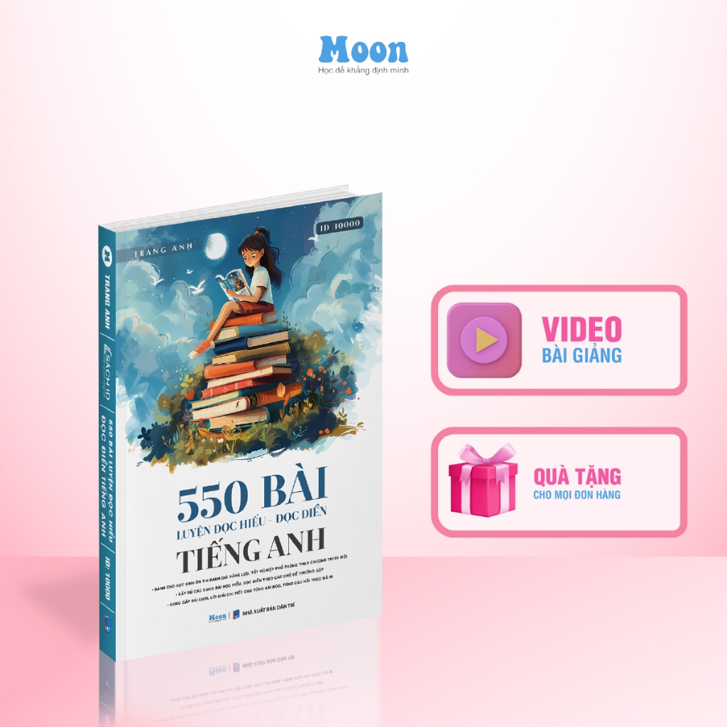 Sách Tiếng Anh cô Trang Anh: 550 bài Đọc hiểu Đọc điền ôn thi ĐGNL, Tốt nghiệp THPT Quốc gia - Sach ID