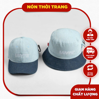 Nón cặp jean vành bucket logo thêu có kèm túi hộp bên hông khoá bấm đồng chuẩn hãng xukacapbeauty