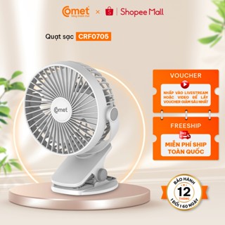 [LIVE - HT HCM/HN] Quạt Sạc Tích Điện Mini Kẹp Bàn Comet CRF0705 5W Kẹp Xe Đẩy -  Để Bàn Xoay 360 Độ