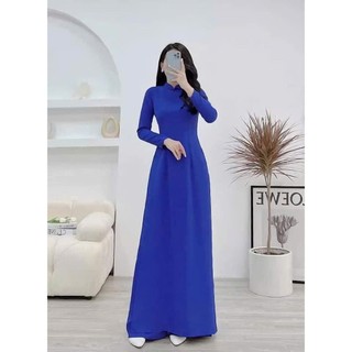 Áo Dài Lụa Mỹ Xanh Coban đậm Siêu Rẻ , Siêu Hot