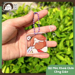 [Combo 10 móc khoá] Móc khoá Công giáo - Móc khoá hình chibi Chúa Giêsu nhựa acrylic thiết kế bởi Bút chì cùn