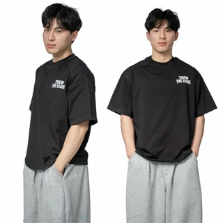 Áo thun form rộng cổ ôm shoulder pad THEM Studio – Cotton 4 chiều, unisex, street style