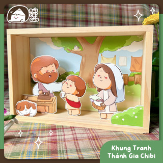 Khung tranh Thánh gia - Quà tặng Công giáo thủ công - Hình Thánh gia đáng yêu