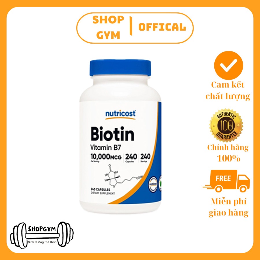 Viên uống Nutricost Biotin Vitamin B7 10000Mcg -  Cải thiện tình trạng rụng tóc, chống lão hóa