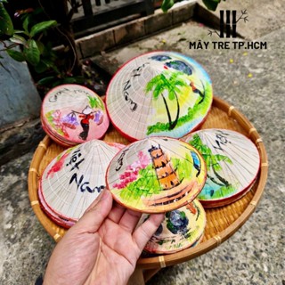 Nón lá mini vẽ sẵn, dùng để trang trí nhà cửa, dùng để đan len thú cưng