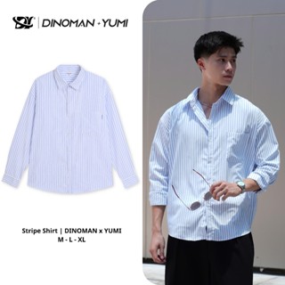 Sơ Mi Kẻ Sọc Dài Tay Nam Nữ Dinoman & Yumi Striped Shirt Chất Liệu Mềm Mại Form Unisex Basic -SM09-2