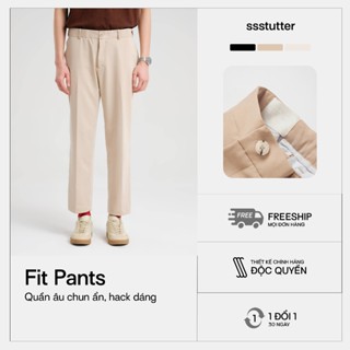 Quần âu ống đứng cạp chun nam SSSTUTTER lưng chun ẩn có đai đi kèm tách rời dáng cropped đứng dáng FIT