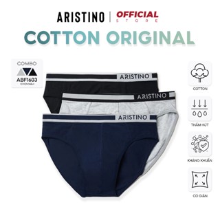 COMBO 3 Quần lót nam ARISTINO cotton mềm, kiểu dáng khỏe khoắn, cạp chun nẹp viền ôm body - ABF1603