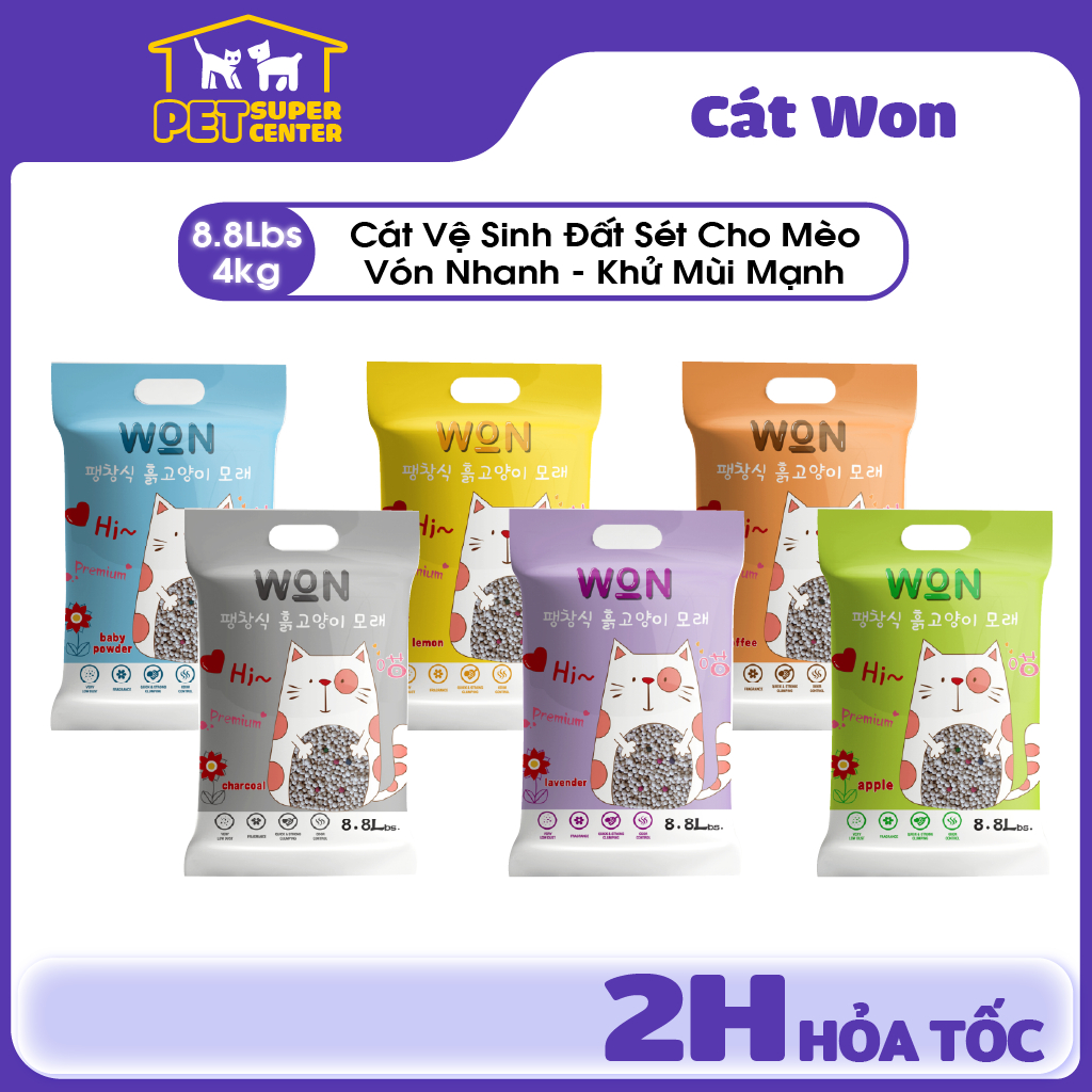 Cát Mèo WON Cát Vệ Sinh Cho Mèo Siêu Vón Nhanh – Túi 8.8Lbs (~4kg)