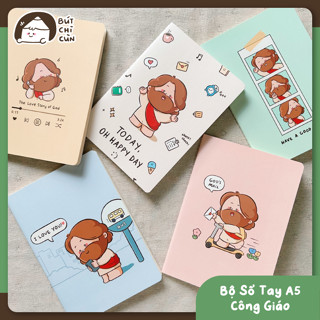 Bộ sổ tay Chúa Giêsu - Quà tặng Công giáo - Khổ A5 với 5 màu ngọt ngào đáng yêu